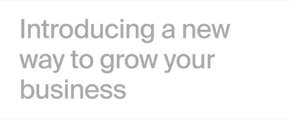 Email header reading "Introducing a new way to grow your business"